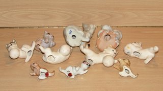 10 gatos miniatura algunos Bone China sello número