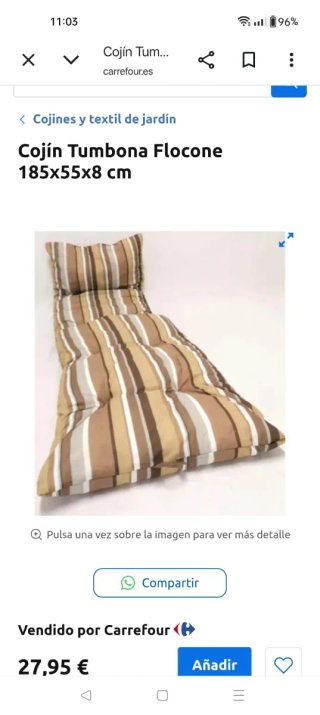 2 Cojines para tumbona Flocone 185x55x8