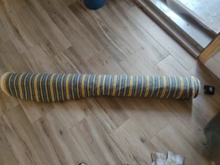 Rollo Tela Jacquard Tapicería rayas amarillo azul
