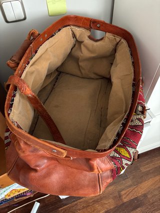 Bolso de viaje étnico cuero y tela