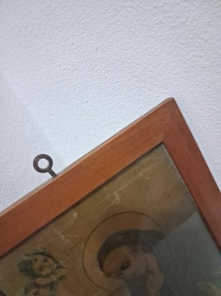 Antico quadro con angeli e Madonna