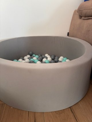 Piscina de Bolas para Bebé Gris y Menta