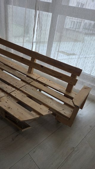 Sofá Palets Pulido con Ruedas 180x70x25