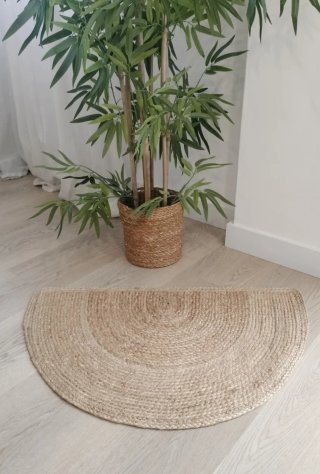 Alfombra Media Luna Yute Natural Estilo Nórdico