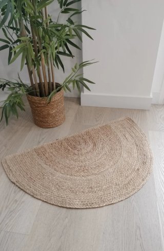 Alfombra Media Luna Yute Natural Estilo Nórdico