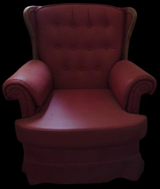 Sillón orejero rojo de polipiel
