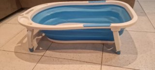 Bañera Plegable para Bebé Azul y Blanca