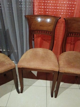4 Sillas Madera Natural Beige/Marrón