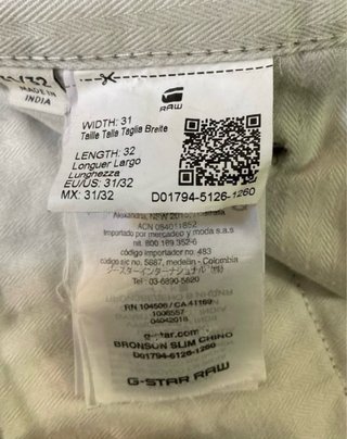 Pantalón chino hombre de G-Star Raw (W31/L32)
