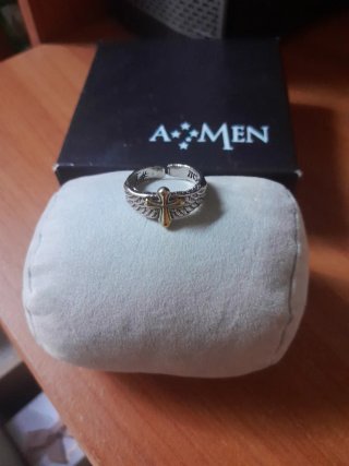 Anello uomo croce ali oro argento