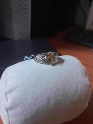 Anello uomo croce ali oro argento