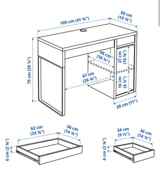Escritorio blanco y negro con cajón