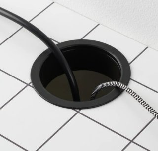 Escritorio blanco y negro con cajón