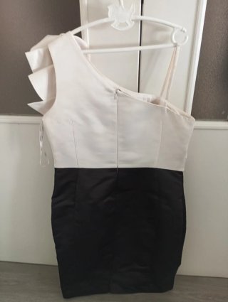Vestido fiesta mujer blanco y negro