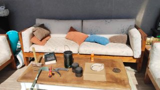 Conjunto Sofá y Sillones Exterior Madera