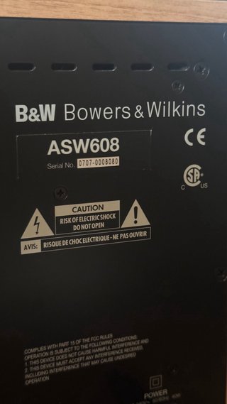 Subwoofer B&W ASW608 Hi-Fi 200W 8” ¡COMO NUEVO!