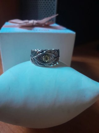 Anello Uomo Occhio Piuma Argento Oro