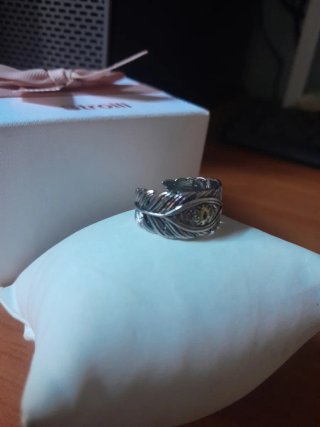 Anello Uomo Occhio Piuma Argento Oro