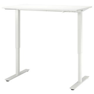 Mesa elevable Ikea patas blancas y tamblon gris