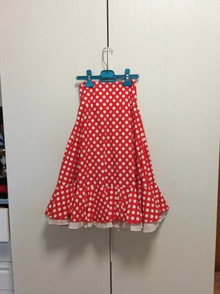 Falda flamenca roja lunares blancos