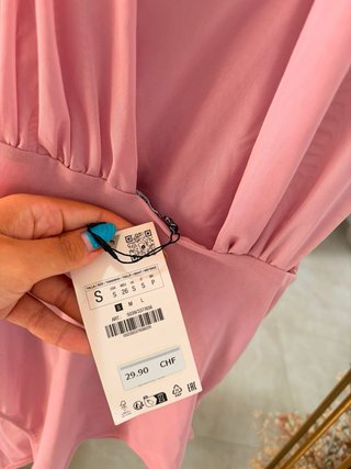 Top Zara rosa drapeado elegante