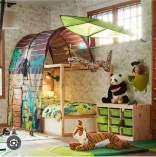 Cama alta reversible con dosel