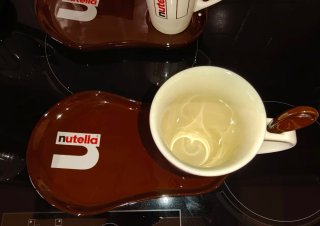Set 4 Tazze Piattini Cucchiaini Nutella Ceramica