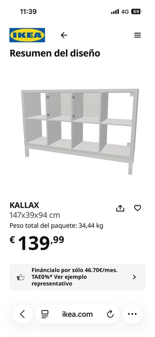Kallax con patas y vitrinas