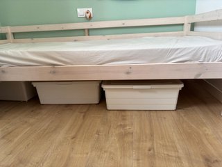Cama individual de madera maciza, colchón de regal