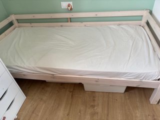 Cama individual de madera maciza, colchón de regal