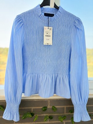 Camisa Zara Nido Abeja Azul Talla S