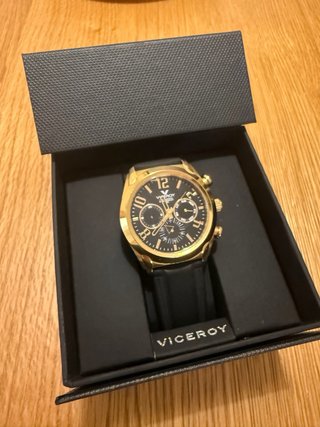 Reloj Viceroy Hombre Caja Original Negra y Dorada