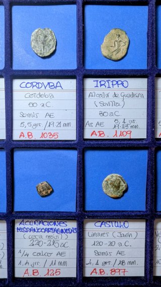 12 Monedas Hispanicas Antiguas + Bandeja