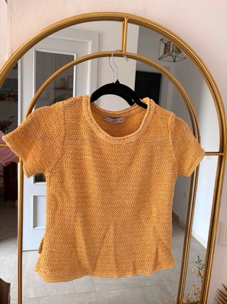 Camiseta punto Mango amarilla Talla XS