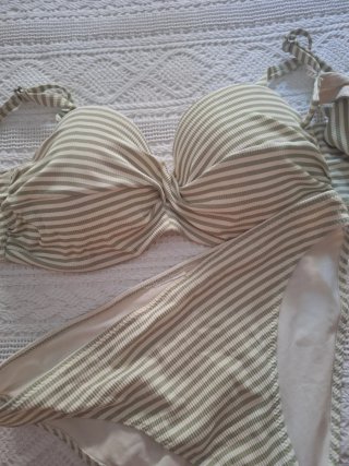Conjunto bikini H&M rayas verde y blanco