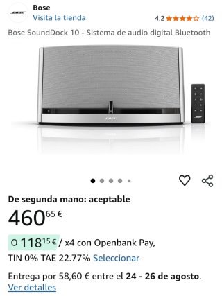 Altavoz Bose Sounddock 10 COMO NUEVO