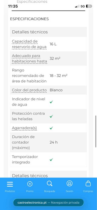Deshumidificador HTW 16L Blanco