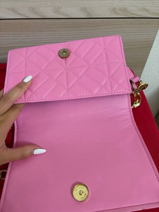 Borsa rosa trapuntata con catena oro