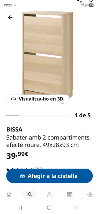 Zapatero Bissa Ikea color roure
