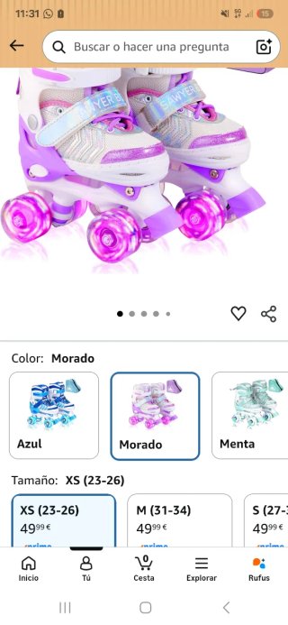 Patines 4 Ruedas Morado Talla XS