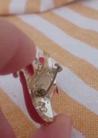 Spilla Elefantino Vintage Rosso Argento