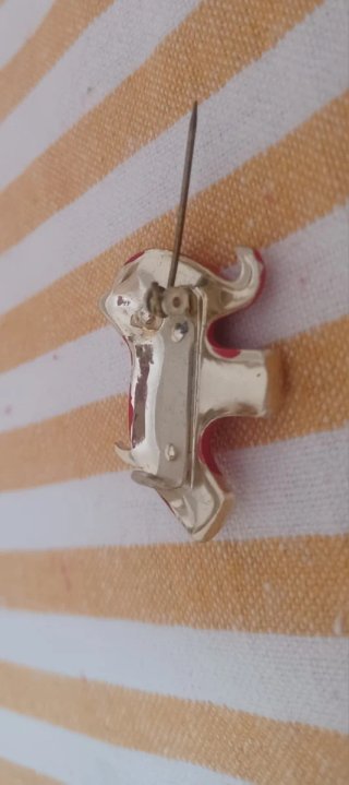 Spilla Elefantino Vintage Rosso Argento