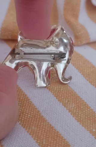 Spilla Elefantino Vintage Rosso Argento