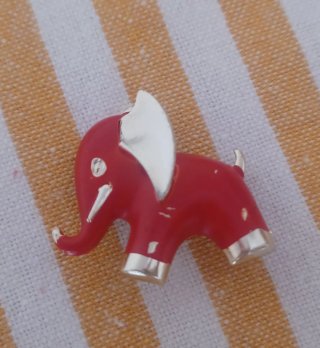 Spilla Elefantino Vintage Rosso Argento