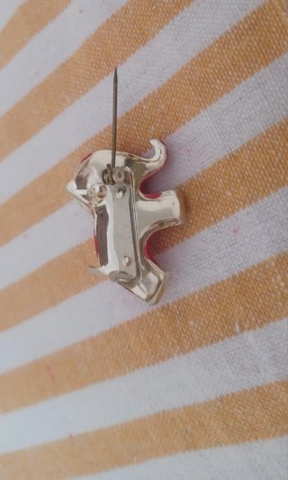 Spilla Elefantino Vintage Rosso Argento
