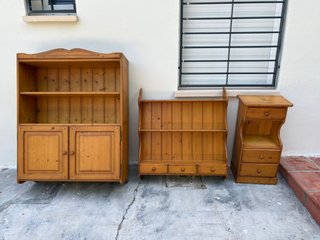 Conjunto 3 muebles de pino macizo rústico