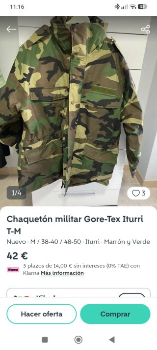 Chaquetón militar Iturri Gore-Tex Verde