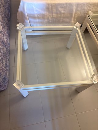 Mesa de centro cristal y metal