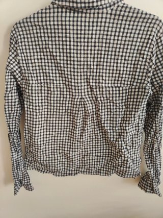 Camisa Mango cuadros blanco y negro