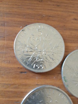 3 Monedas 5 Francos Franceses